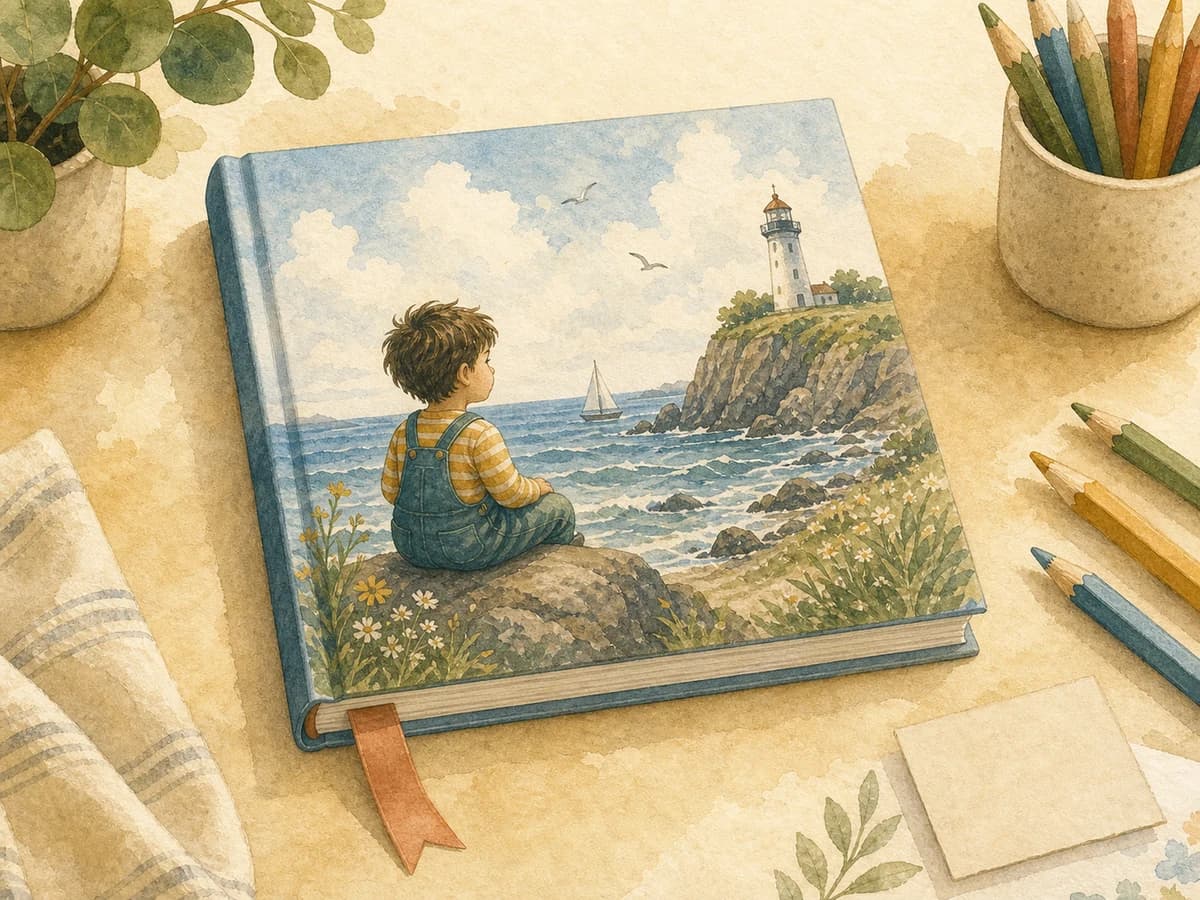 Finished custom children's hardcover being placed into simple shipping packaging.