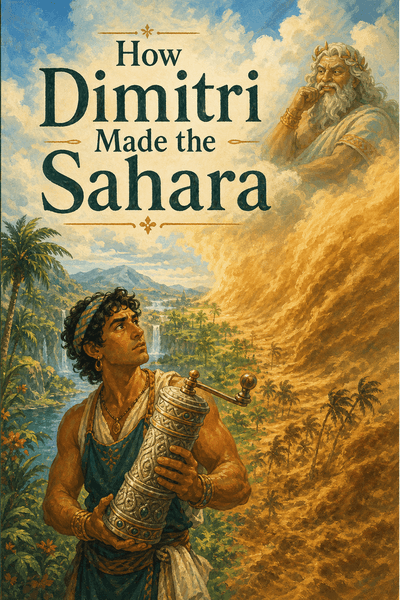 Portrait-format illustrated book cover titled How Dimitri Made the Sahara.