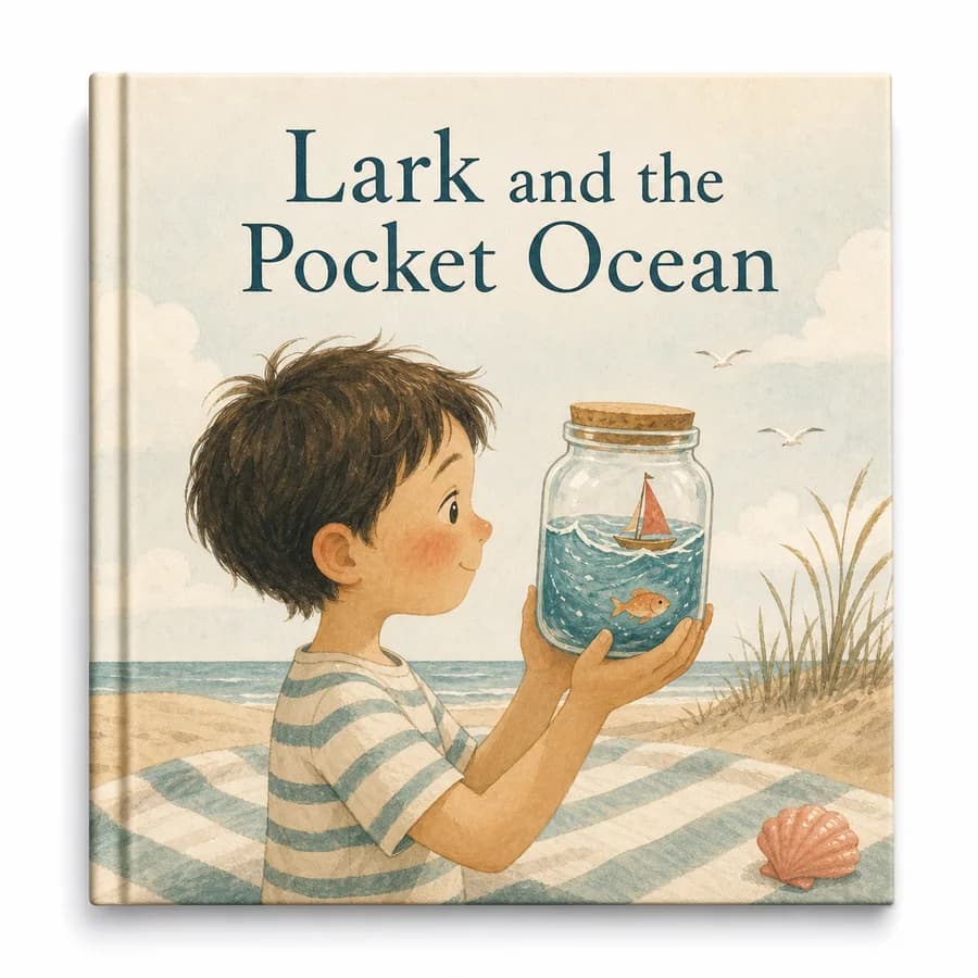 Custom hardcover cover titled Lark and the Pocket Ocean.