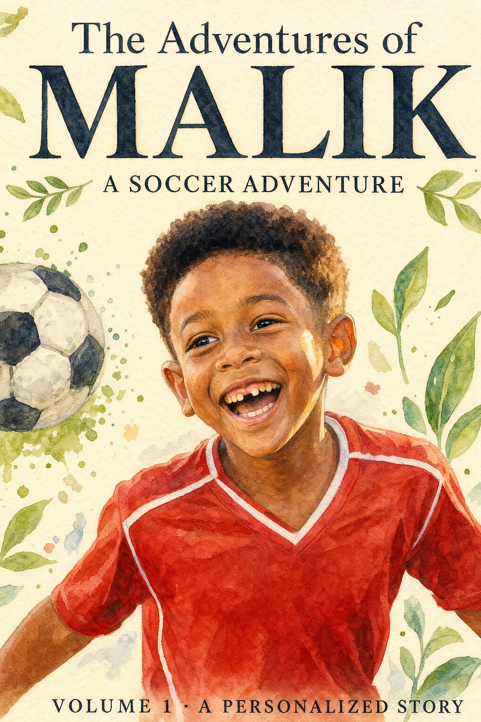 Malik's finished personalized cover, The Adventures of Malik.