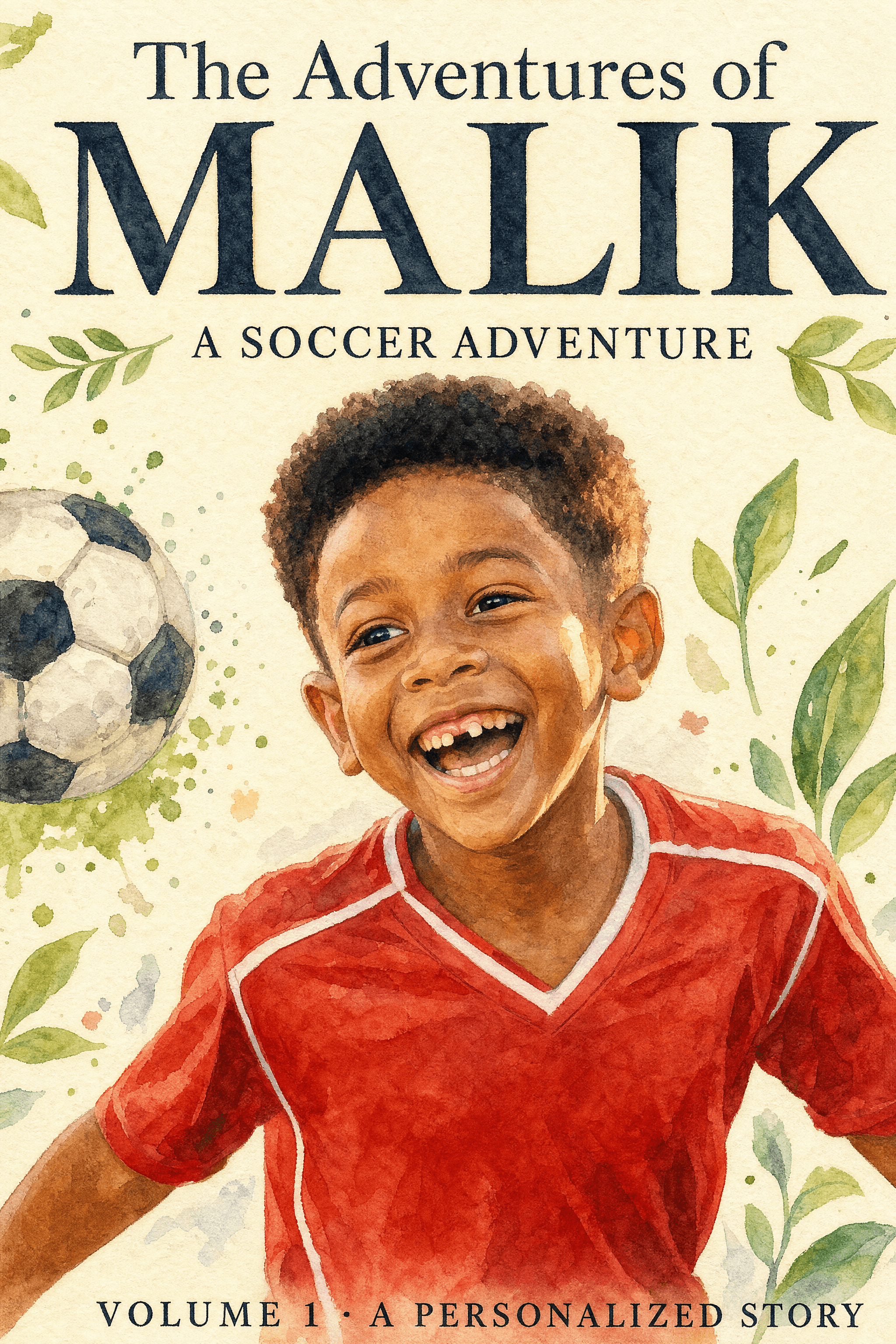 Malik's finished personalized cover, The Adventures of Malik.